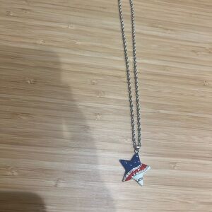 Patriotic Star Pendant Necklace – 9” Chain